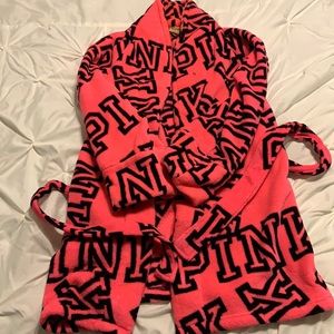 PINK Robe, Pink and Black, Slightly Worn